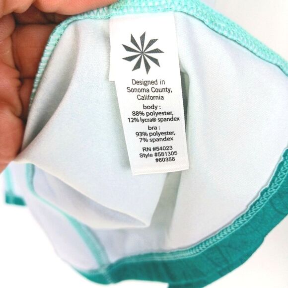 ATHLETA Teal and Dark Green Abstract Printed Strappy Built In Bra Tank Top XS - Picture 10 of 11